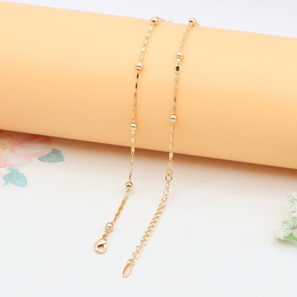 Elegant Rose Gold Necklace with Beaded Detailing, XPNL0403 - Picture 11 of 11